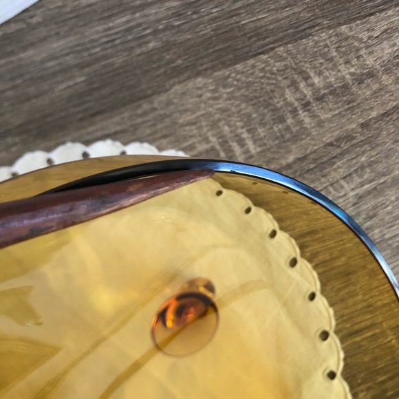 Handblown Amber Art Glass Bowl with Feet - Picture 6 of 11